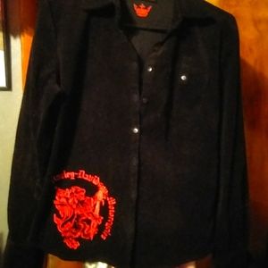 Harley Davidson black long sleeve button dwn